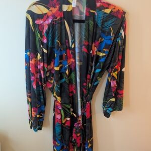 EUC! 🌺Cacique Tropical Floral Kimono and Teddy Set Size 14/16